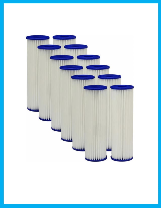 12-pack pleated sediment water filters, 20 micron, 10 x 2.5 inches, compatible with Pentek S1