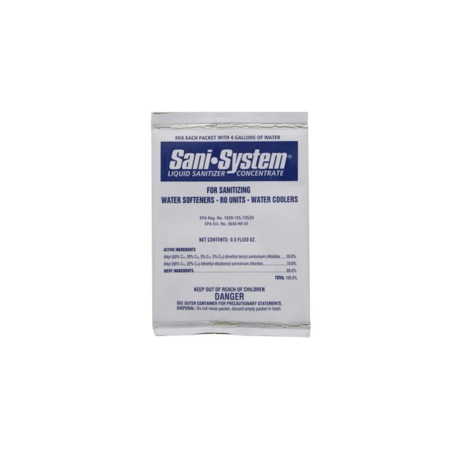 Single-use 0.25 fl oz liquid packet for water softener and reverse osmosis system maintenance