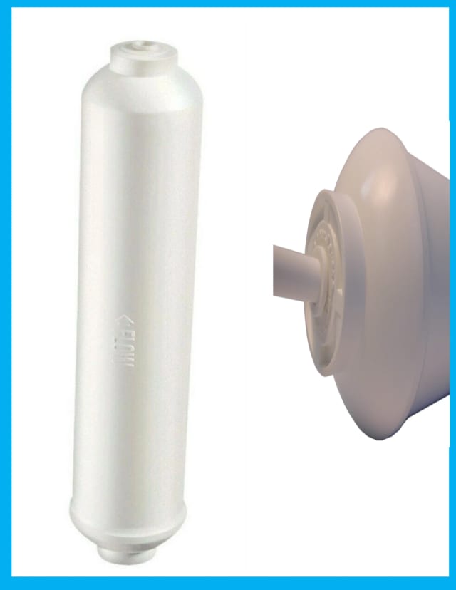 10-inch in-line carbon filter with 1/4 inch quick-connect fittings