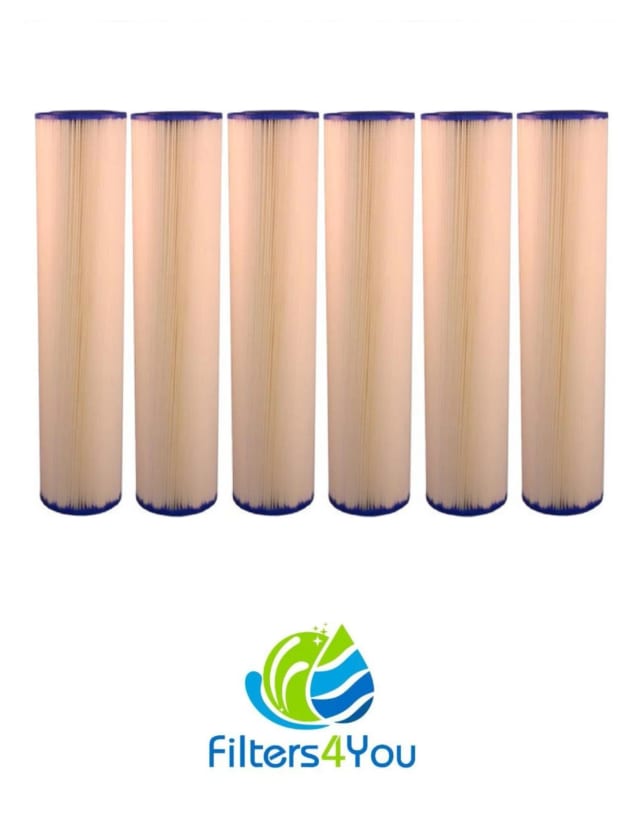 6-pack pleated sediment water filters, 5 micron, 20 x 4.5 inches, compatible with Pentek ECP5-20BB