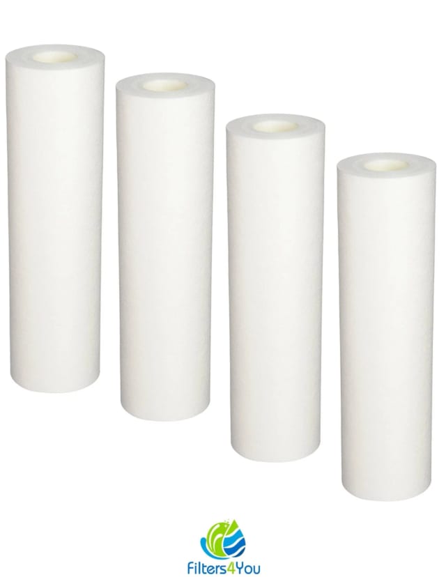 4-pack spun-bonded filter cartridges, 8 GPM, 10 micron, compatible with Pentair/Everpure EV953412-75