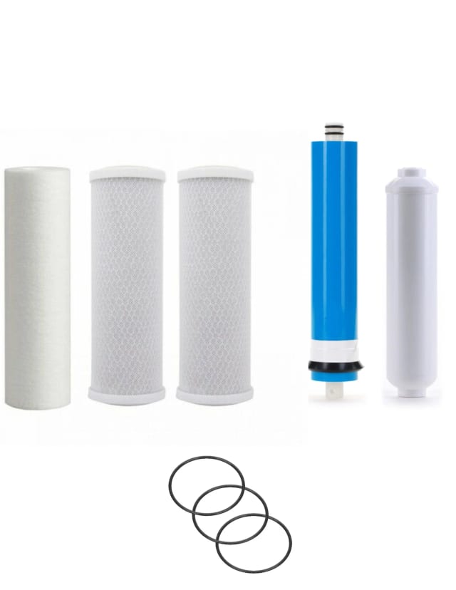 Reverse osmosis replacement filter bundle for drinking water systems, compatible with Ultima VII