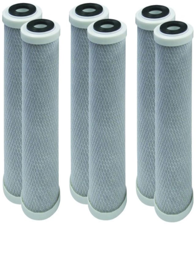 6-pack Big Blue coconut shell carbon block water filters, 5 micron, 20 x 4.5 inches