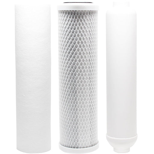 CFS – 3 Pack Replacement Water Filter Kit Includes Carbon Block, Polypropylene Sediment, & Inline Cartridges Compatible with Vertex PT 4.0 RO System Models – Removes Bad Taste & Odor – White