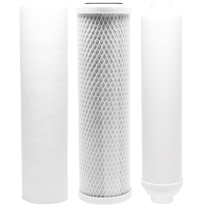 CFS – 3 Pack Replacement Water Filter Kit Includes Carbon Block, Polypropylene Sediment, & Inline Cartridges Compatible with Vertex PT 4.0 RO System Models – Removes Bad Taste & Odor – White