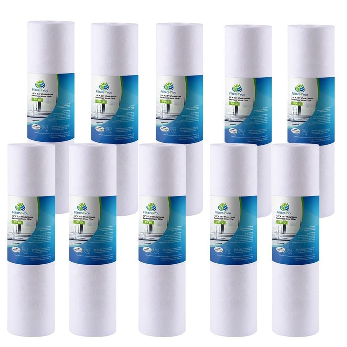 CFS – 10 Pack Polypropylene Sediment Water Filter Cartridges Compatible with GE GXWH20S Models – Remove Bad Taste – Whole House Replacement Filter Cartridge – 5 Micron – Universal 10" Cartridge
