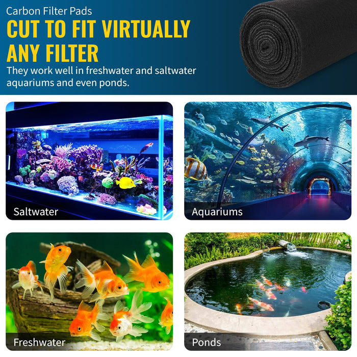 CFS – Pack of 1, Cut to Fit Carbon Infused Filter Pad Media for Clean & Clear Fish Tank and Ponds – Fresh & Filtered Water for Aquariums – Charcoal Filter Pads – Black – 10.5" x 72"