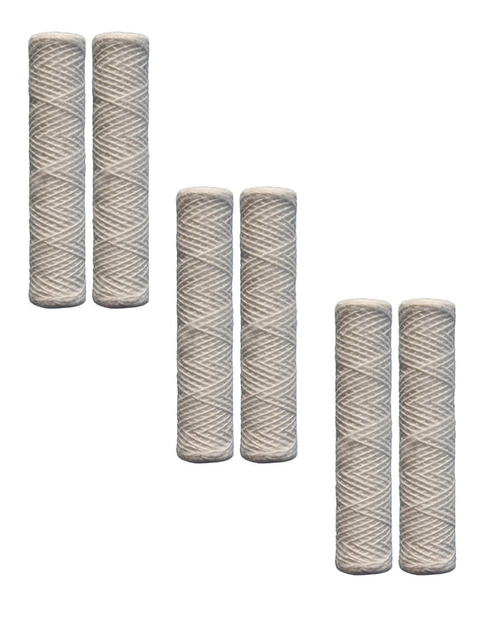 CFS String Wound Water Filters, Replacement Water Filter Cartridges, Dirt Rust Sediment Filtration, Set of 6