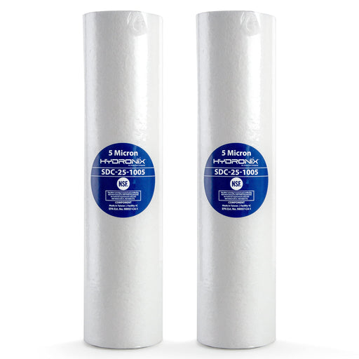 Hydronix SDC-25-1005 Whole House RO Reverse Osmosis Sediment Water Filter Cartridge 2.5" x 10" - 5 Micron (2 Pack)