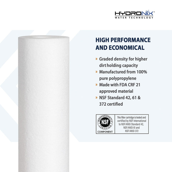 Hydronix SDC-25-1005 Sediment Water Filter Cartridge – 1 Pack – 5 Micron – 2.5" x 10"
