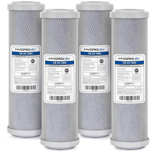 Hydronix Coconut Carbon Block Water Filters – 4 Pack – 5 Micron – 10" x 2.5" – CTO