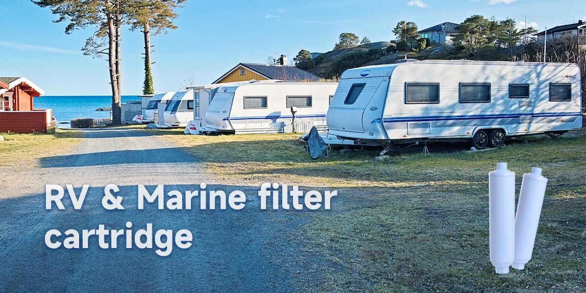 CFS – 3 Pack Inline RV Water Filter Compatible with WCBCS-975-RV, 40043 Models – Camping Essentials for Fresh Drinking Water – New & Advanced RV Inline Water Filter – GAC & KDF Water Filter – White