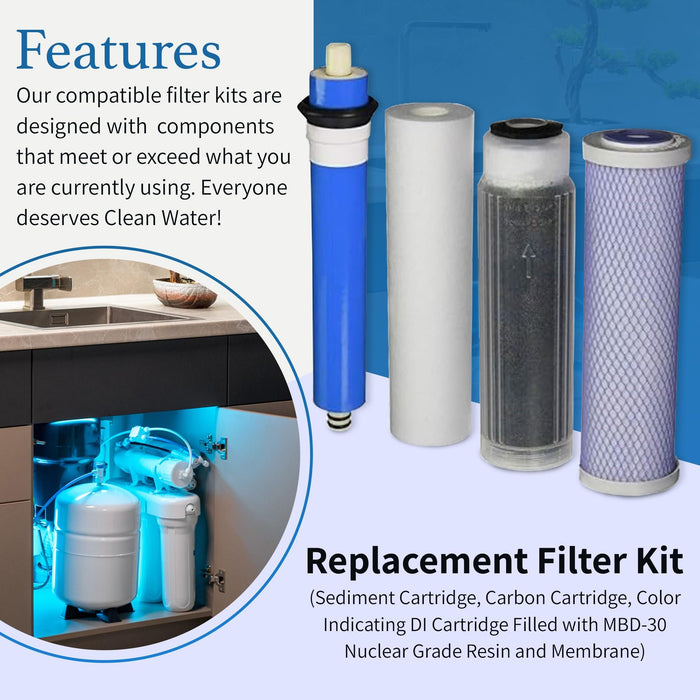 Reverse Osmosis Deionization (RODI) 10" Replacement Filter Kit (Sediment Cartrid