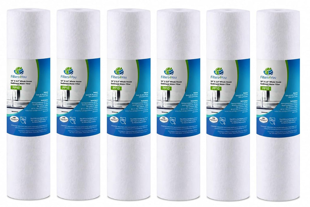 CFS Sediment Water Filters – 6 Pack – 1 Micron – 10" x 2.5" – Fits EV953440, EC110