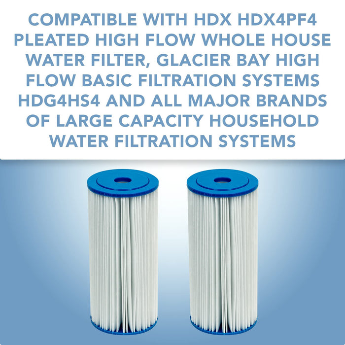 CFS – Whole House Pleated High Flow Water Filter Cartridges Compatible with HDX HDX4PF4 Models – Remove Bad Taste & Odor – Replacement Water Filter Cartridge – 30 Micron
