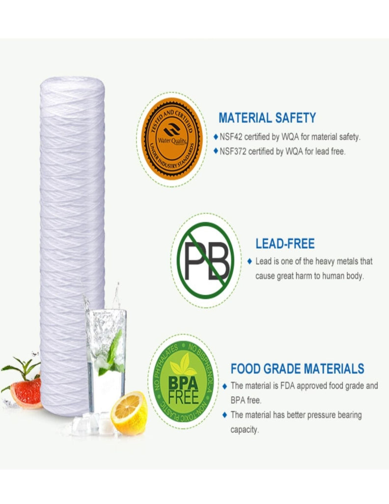 Sediment String Wound Water Filter Cartridge Standard 2.5x10" 20 Micron 50 Pack In | Whizz Replacement Under-Sink Water Filters - Foto 9
