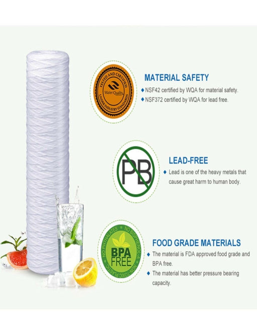 FXWSC Compatible Universal Whole House Sediment String Wound Water Filter, 10 μm