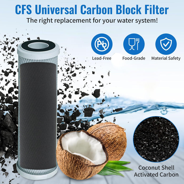 CFS – 2 Pack Activated Carbon Block Water Filter Cartridges Compatible with WaterPur CCI-10-CLW Models – Remove Bad Taste – Whole House Replacement Filter Cartridge – Universal 10" Cartridge