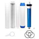 Universal Compatible 5 Stage Reverse Osmosis Replacement Filter Set with 50 GPD Membrane -Standard 10 Inch