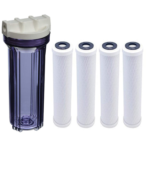 CFS 10" Water Filter Set – 5 Pack – Housing & Carbon Cartridges – Fits 10CLW12