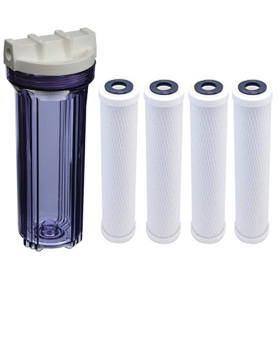 CFS 10" Water Filter Set – 5 Pack – Housing & Carbon Cartridges – Fits 10CLW12
