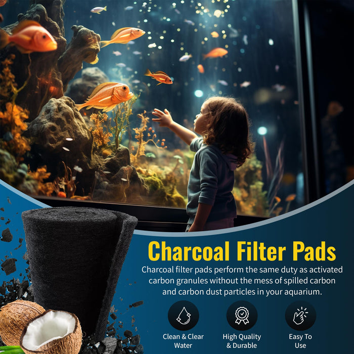 CFS – Pack of 1, Cut to Fit Carbon Infused Filter Pad Media for Clean & Clear Fish Tank and Ponds – Fresh & Filtered Water for Aquariums – Charcoal Filter Pads – Black – 10.5" x 72"