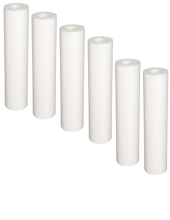 CFS 6-Pack 20" x 4-1/2" 50/5 Micron Sediment Melt Blown Filters Cartridges, Dual Gradient Polypropylene, Compatible with 155358-43, DGD-5005-20, NSF Certified, Water Filter Cartridges
