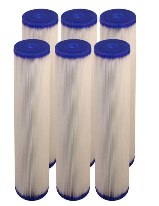 Big Blue Pleated Sediment Water Filters 6 Washable 4.5 x 20 Cartridges -5 Micron