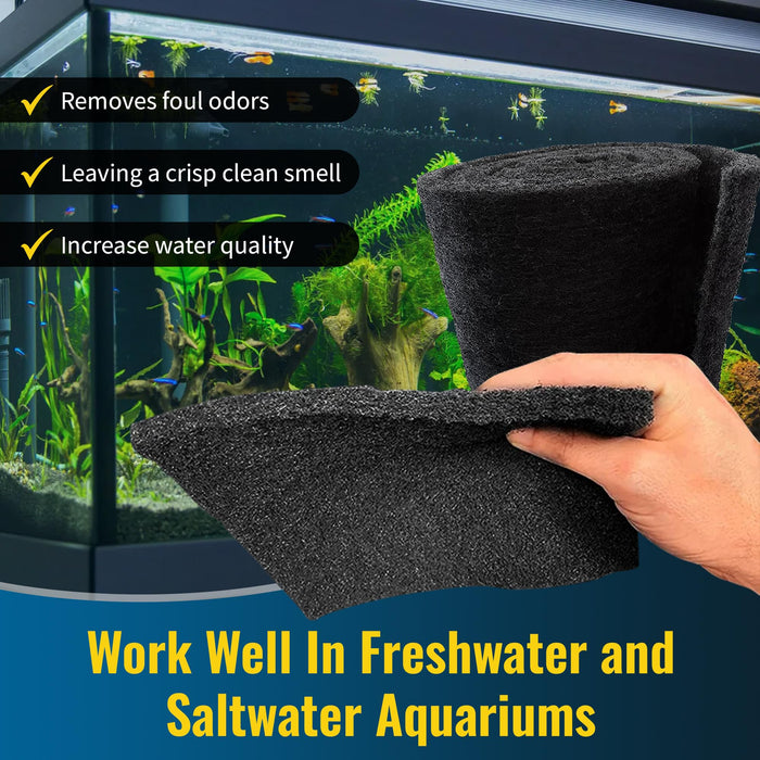 CFS – Pack of 1, Cut to Fit Carbon Infused Filter Pad Media for Clean & Clear Fish Tank and Ponds – Fresh & Filtered Water for Aquariums – Charcoal Filter Pads – Black – 10.5" x 72"