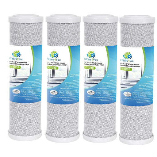 4-Pack Replacement GE GXWH04F Activated Carbon Block Filter - Universal 10 inch Filter for GE HOUSEHOLD PRE-FILTRATION SYSTEM