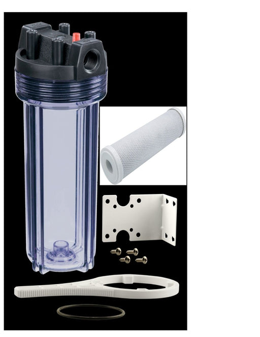 Big Blue Water Filter White Housing 10"x2.5" & Carbon Block Filter Set 5Micron