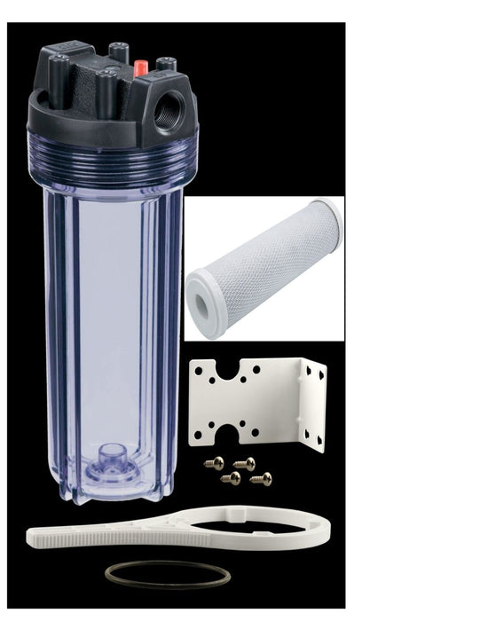 Big Blue Water Filter White Housing 10"x2.5" & Carbon Block Filter Set 5Micron
