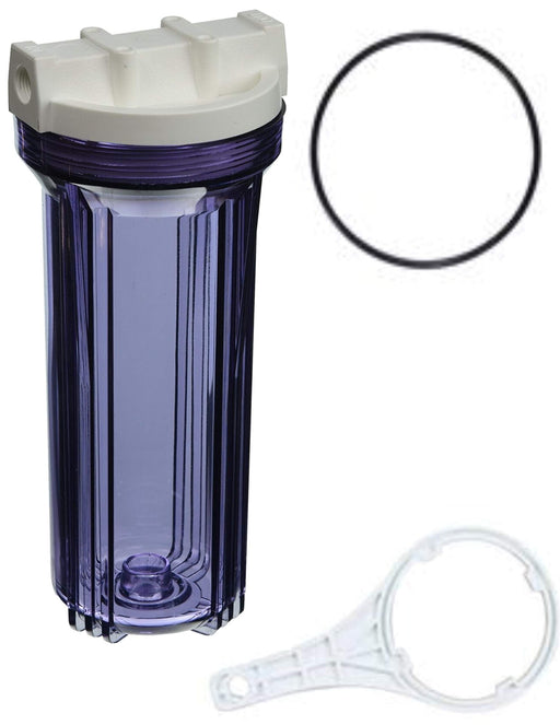 CFS Clear Filter Housing Kit – 10" – 1/2" Ports – With Carbon Filter, Wrench & O-Ring
