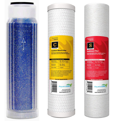 CFS RO/DI Replacement Filter Kit – Sediment, Carbon & DI – Fits Aquatic Life 10" RODI
