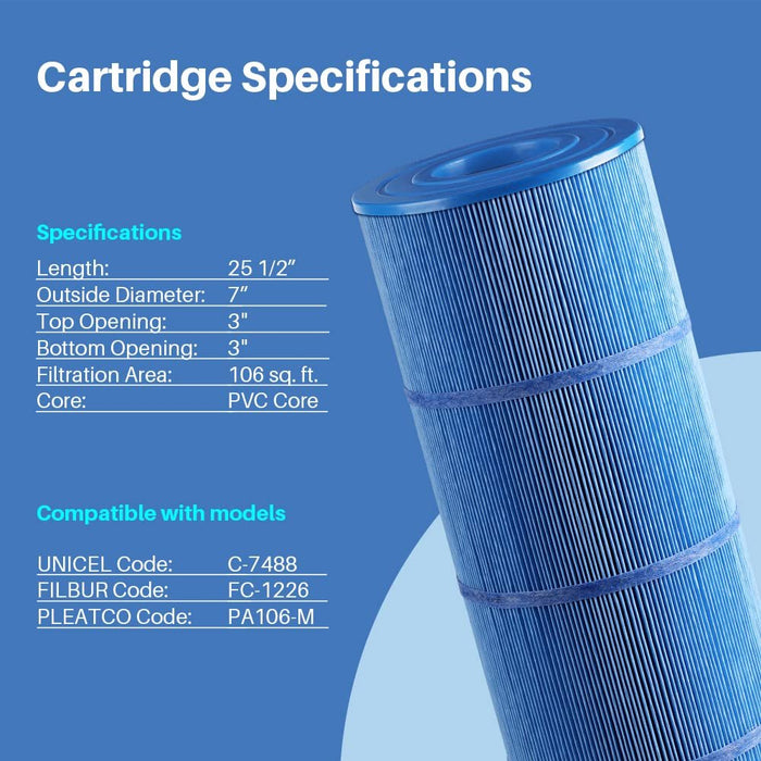 Filter4you- F4Y- PLF106A-M Pool Filter Replacement for C4020, C4025, C4030, CX880-XRE, CX880XRE, 880, PA106 & PA106-PAK4 Filter Cartridges, 1 Pack