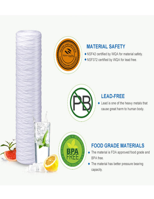 CFS – 4 Pack String Wound Sediment Water Filter Cartridges Compatible with American Plumber W5W Models – Whole House Replacement Filter Cartridge – 5 Micron – 9-7/8"x2-3/8"