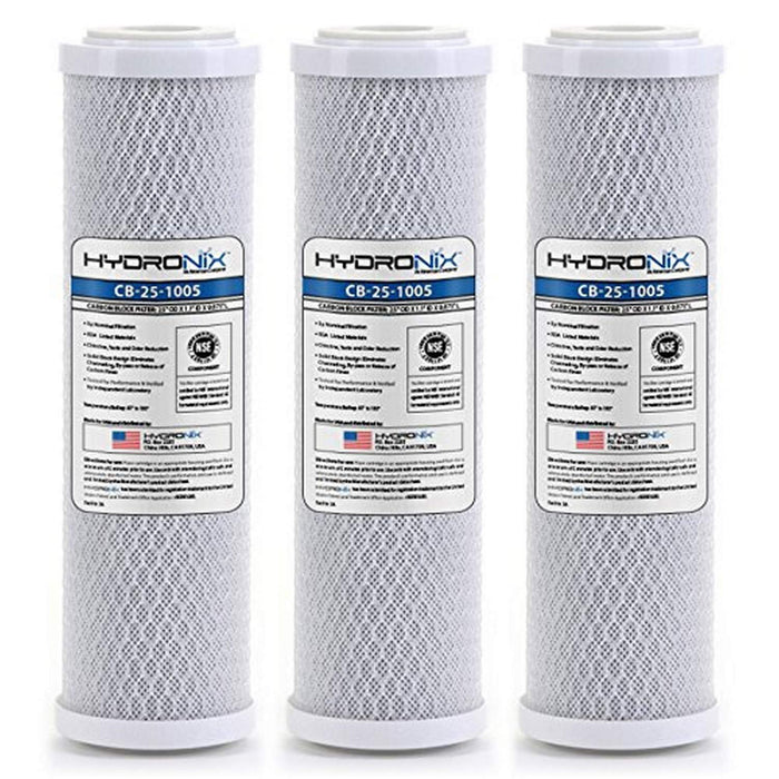 Hydronix HX-CB-25-1005/3 Coconut Carbon Block Filters – 3 Pack – 5 Micron – 2.5" x 10"