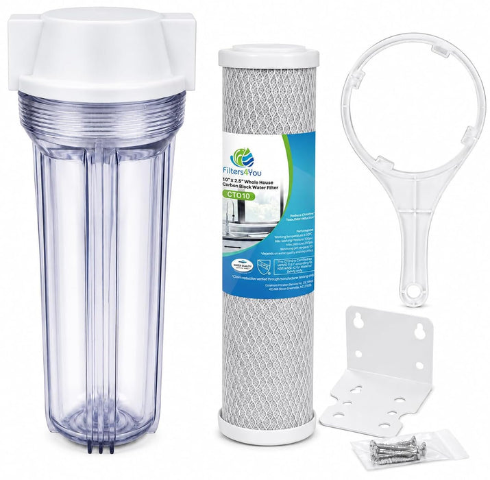 CFS Clear Water Filter Housing Kit, Carbon Block, Wrench, Bracket & Screws