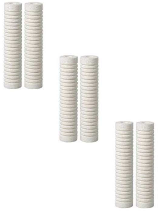 Complete Filtration Services 2.5 inch X 9.75 inch 5 Micron Grooved Dirt/Sediment Water Filter Cartridges Compatible with WHKF-GD05 & AP110 Quantity of 6
