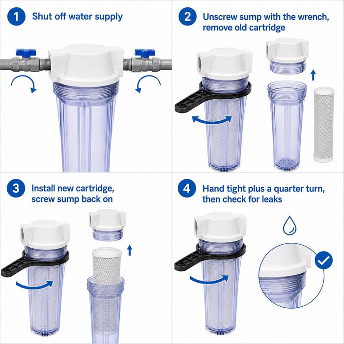 CFS Clear Water Filter Housing Kit, Carbon Block, Wrench, Bracket & Screws