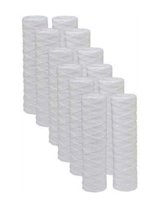 CFS – 12 Pack String Wound Sediment Water Filter Cartridges Compatible with SWC-25-1020 Models – Remove Bad Taste and Odor – Whole House Replacement Filter Cartridge – 20 Micron – 10" x 2.5"