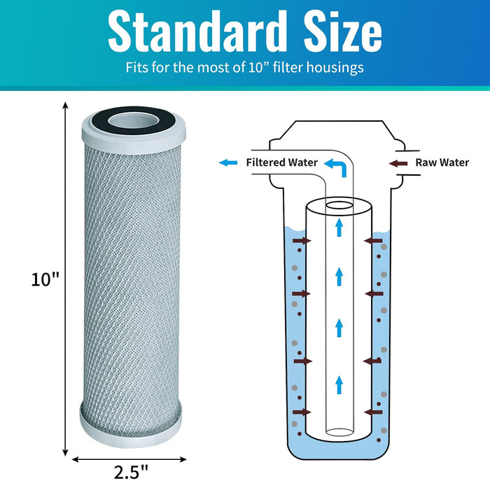 CFS – 10” Activated Carbon Water Filter Cartridge Compatible with Watts 202000 Models – Remove Bad Taste and Odor – Whole House Replacement Filter Cartridge – 5 Micron