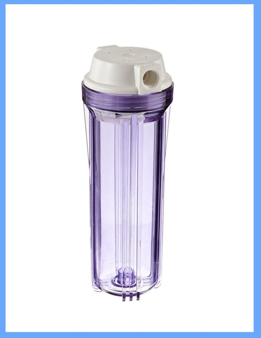 Filter Housing 10" For Water Systems & Hydroponics, Clear/Black 3/4" Ports