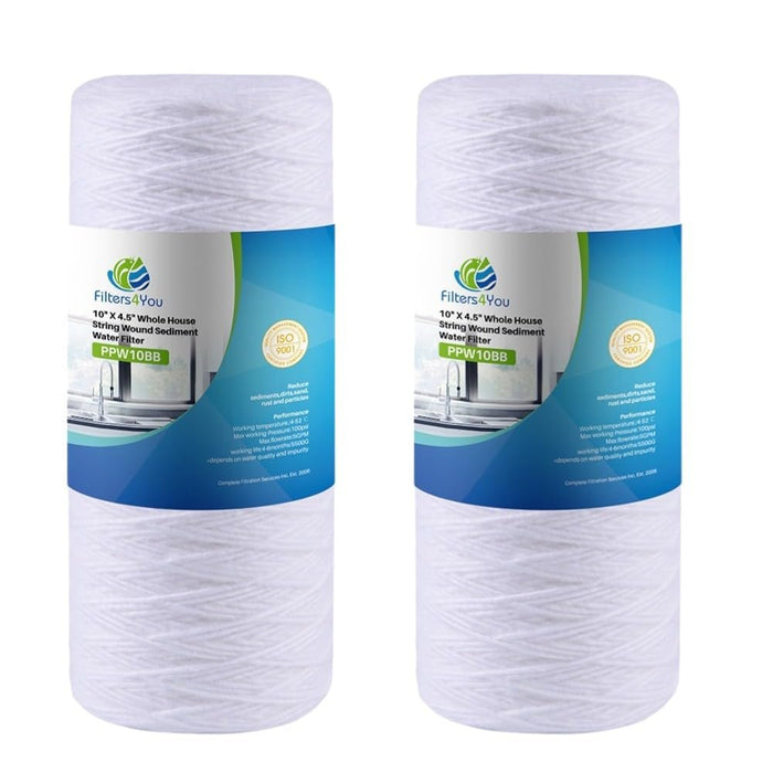 CFS String Wound Water Filter Cartridges – 2 Pack – 5 Micron – 4.5" x 10" – Fits PC10, 84637