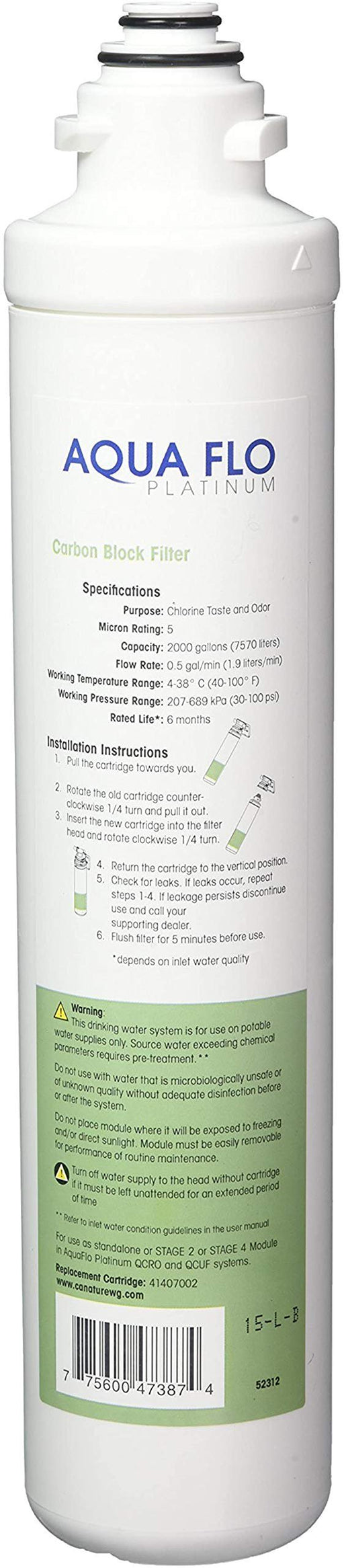 Pura 41407002 Quick-Change Carbon Block Filter – 5 Micron – Fits QCRO, QCUF