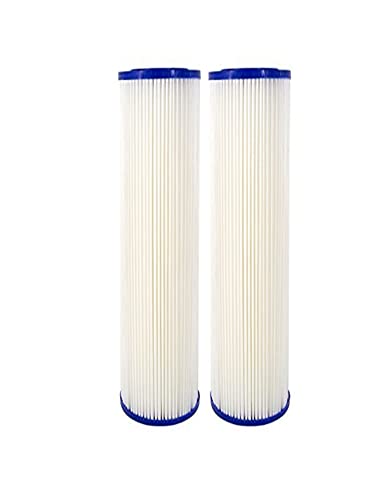 CFS - 4 Pack Water Pleated Polyester Sediment Water Filter Compatible AO Smith WH-PRE-RP2 FM-50-975 - Removes Bad Taste & Odor - Replacement Cartridge 10"x2.5" Water Filtration System, 20 Micron