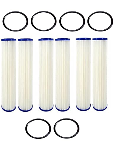 CFS - 4 Pack Universal Water Filter Cartridges Compatible with ECP5-BB, AP810-2, HDC3001, CP5-BB, SPC-45-1005, ECP1-20BB, Includes O Rings, 5 Micron 20” x 4.5” Pleated Sediment Replacement Cartridge