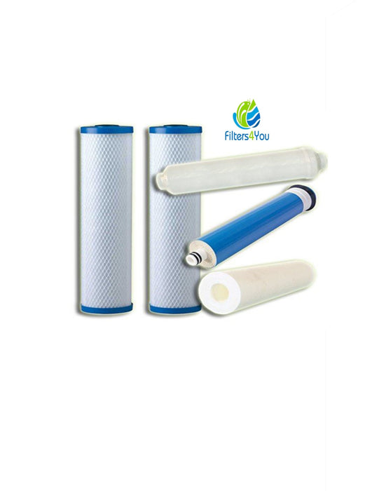 5 STAGE REVERSE OSMOSIS REPLACEMENT FILTERS with CSM 100 GPD MEMBRANE