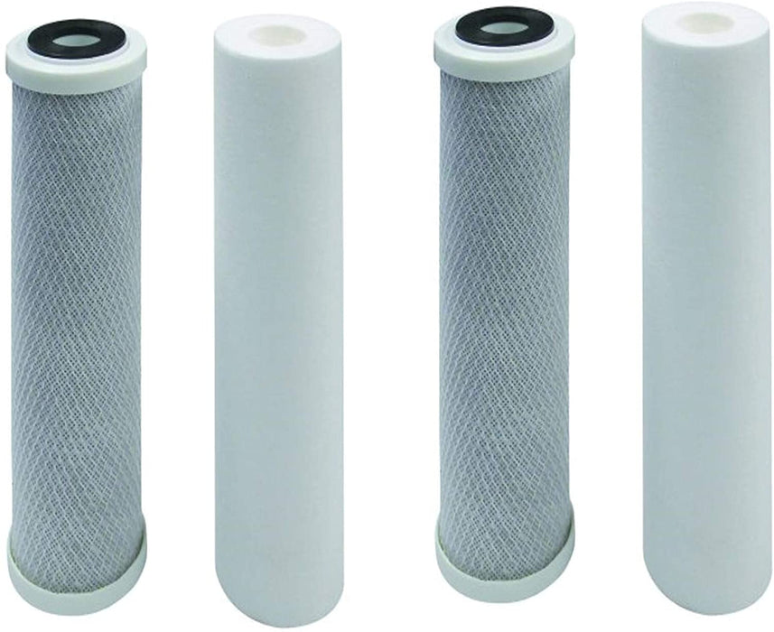 4-Pack Replacement Filter Kit for Watts WP-2 LCV RO System - Includes Carbon Block Filter & PP Sediment Filter