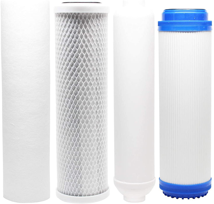 Replacement Filter Kit Compatible with Topway Global (TGI) TGI-525 RO System - Includes Carbon Block Filter, PP Sediment Filter, GAC Filter & Inline Filter Cartridge